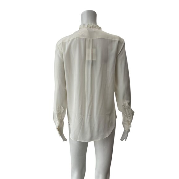 $165 NWT Lilysilk Ivory Crepe Silk Ruffle Shirt Blouse size 2 - Picture 7 of 12